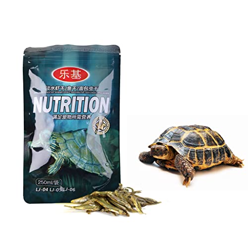 hetuioiyster 250ml / Bolsa Pecera Peces Secos de Agua Dulce Alimento para Tortugas Tortugas de Agua Tortuga brasileña Alimento para Mascotas Suplemento de Calcio Anzuelo Jigging