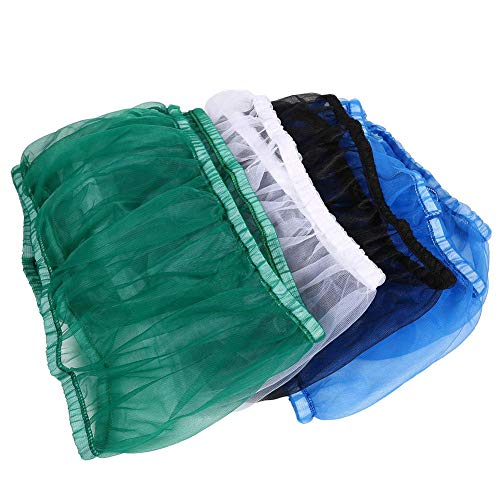 Hffheer 4 Colores Mascota Jaula de pájaros Colector de Semillas Cubierta de protección Nylon de Loro ventilado Malla de Nylon Cubierta de Red Falda de Concha elástica Cesta de Jaula de pájaros (Azul)