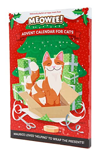 HiCollections Calendario de Adviento para gatos 2021 - Meowee! Fiesta de Navidad con golosinas para hierba gatera 72 g