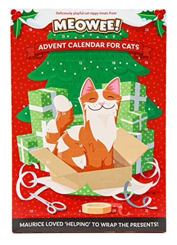 HiCollections Calendario de Adviento para gatos 2021 - Meowee! Fiesta de Navidad con golosinas para hierba gatera 72 g