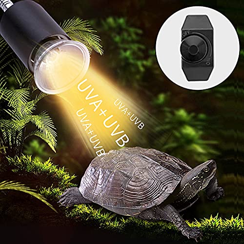 HIMABeauty Lámpara De Calor para Reptiles, Giratoria De 360° Porta Lámparas con Clip, Brillo Ajustable Terrarios Luz De Calor para Tortuguera Lagartos Serpientes Camaleones,Negro,25W