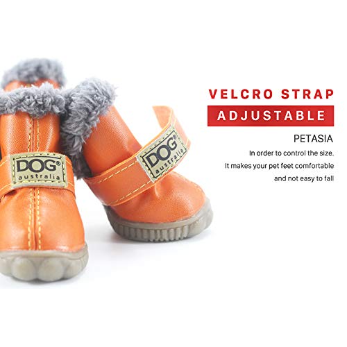 HIOD Zapatos de Invierno para Perros Botas de Nieve Cálidas Piel Impermeable Perros Pequeños Algodón Antideslizante para Mascotas,Brown,3#