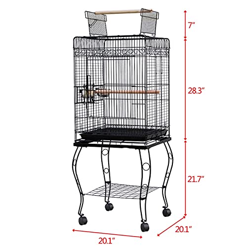 hkwshop Jaula para Mascota 57"Pájaro Pájaro Pájaro para Pájaro Parakeet Cause con Perches de Madera 2 Estación de Varilla y Cúpulas de Alimentos de Acero Sin Cantas Jaula para Pájaros