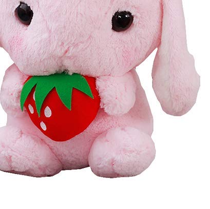 HLJZK Muñeca de Fresa de Conejo de Orejas caídas Muñeca de Conejo Rogue Muñeca Niño Muñeca Linda Regalo de cumpleaños Juguete de Peluche 32Cm