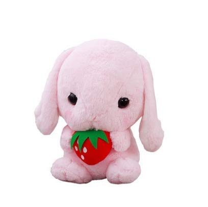 HLJZK Muñeca de Fresa de Conejo de Orejas caídas Muñeca de Conejo Rogue Muñeca Niño Muñeca Linda Regalo de cumpleaños Juguete de Peluche 32Cm