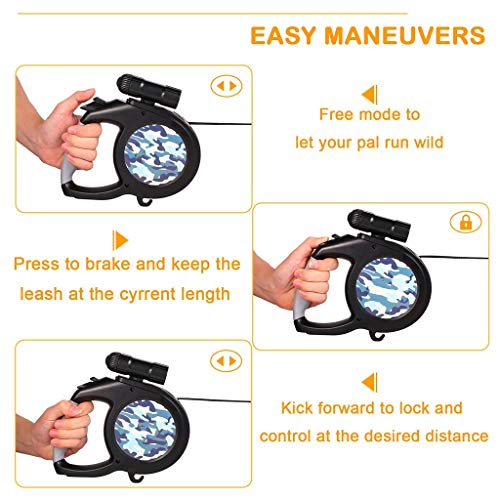 HMDJW Cable Retráctil For Perro, Cable Retráctil For Perro De 8M, con Linterna LED For Perros Medianos Y Grandes Asas Ergonómicas Cómodas, Que Incluyen Bolsa Dispensadora De Desechos