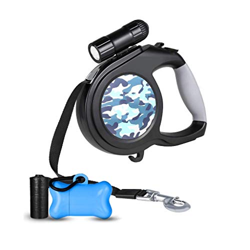 HMDJW Cable Retráctil For Perro, Cable Retráctil For Perro De 8M, con Linterna LED For Perros Medianos Y Grandes Asas Ergonómicas Cómodas, Que Incluyen Bolsa Dispensadora De Desechos