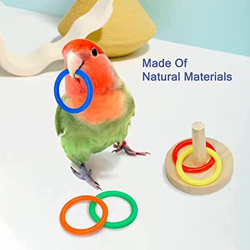 Holzsammlung 4 Pcs Juguetes para Pajaros Periquitos Juguetes Interactivos para Pajaros Entrenamiento de Inteligencia Juguetes Juguetes de Forrajeo, con Mini Carrito de Compras