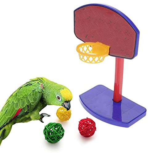 Holzsammlung 4 Pcs Juguetes para Pajaros Periquitos Juguetes Interactivos para Pajaros Entrenamiento de Inteligencia Juguetes Juguetes de Forrajeo, con Mini Carrito de Compras