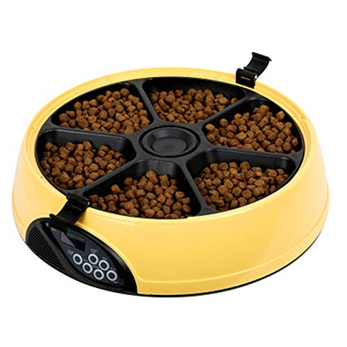 hongyupu Comedero Automatico Perros Comederos para Gatos Desmontable Perros alimentador Cachorros de Microchip Gato alimentador Yellow