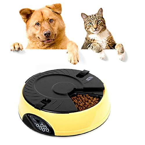 hongyupu Comedero Automatico Perros Comederos para Gatos Desmontable Perros alimentador Cachorros de Microchip Gato alimentador Yellow