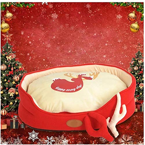 hooks Camas para Perros pequeños Cama for Perros Red Elk diseño del Perro Oval Sofá Cama del Perro de Navidad for Mascotas Regalo Caliente Suave del Perro del sofá (Size : M65cm/25.6in)