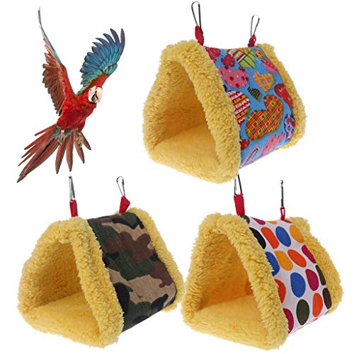 Hothap Hamaca colgante de pájaro, jaula para pájaros, nido de peluche, cabaña, cama cálida, casa de invierno o jaula de juguete para periquitos, cacatúas y canarios