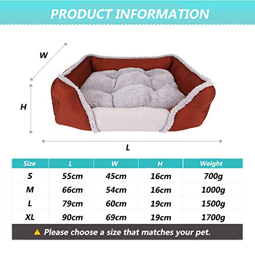 HSHXY Cama para Perros con cojín Reversible, Cómoda Casa para Mascotas, Sofá para para Gatos Perros Pequeño y medianos Adecuada para Verano y Invierno,Rojo,S