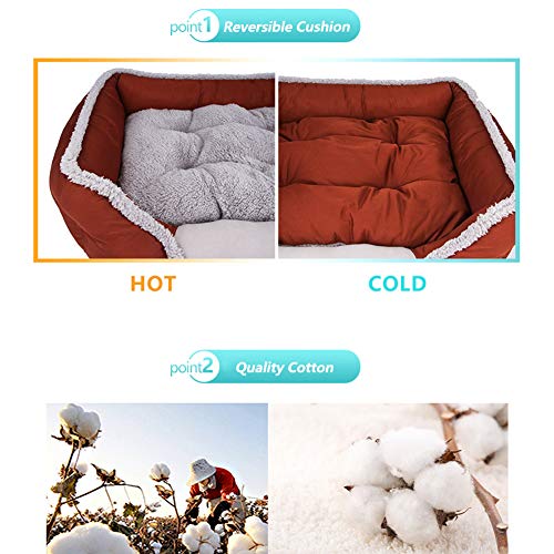 HSHXY Cama para Perros con cojín Reversible, Cómoda Casa para Mascotas, Sofá para para Gatos Perros Pequeño y medianos Adecuada para Verano y Invierno,Rojo,S