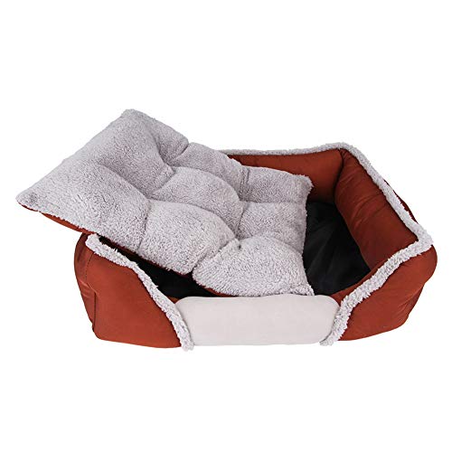 HSHXY Cama para Perros con cojín Reversible, Cómoda Casa para Mascotas, Sofá para para Gatos Perros Pequeño y medianos Adecuada para Verano y Invierno,Rojo,S