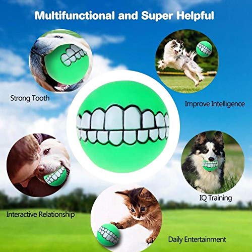 HUANG Bola de Dientes de 3 Piezas para Perro, Mascota, Entrenamiento, Masticar, Jugar, Buscar, morder, patrón de Sonrisa, Sonido chirriante, Juguetes interactivos (Color Aleatorio)