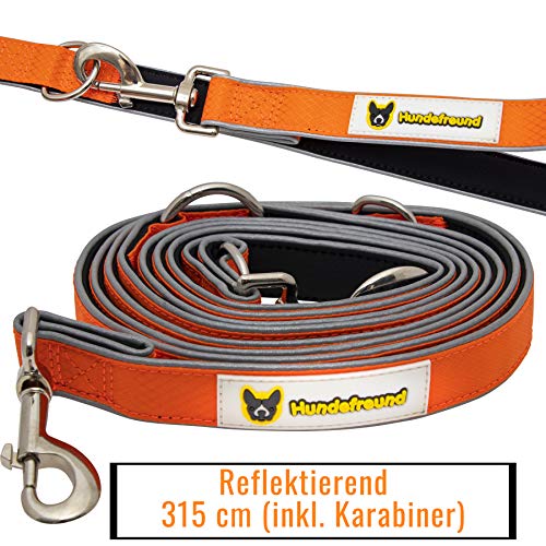 Hundefreund Correa multifunción (6 en 1) ajustable larga 3 m reflectante con 3 anillos para perros medianos y grandes.