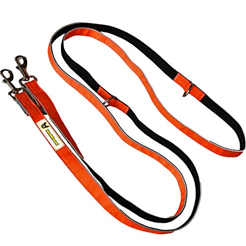 Hundefreund Correa multifunción (6 en 1) ajustable larga 3 m reflectante con 3 anillos para perros medianos y grandes.