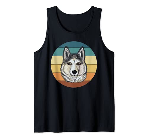 Husky Siberiano Retro Animal Amante De Los Perros Mascota Camiseta sin Mangas