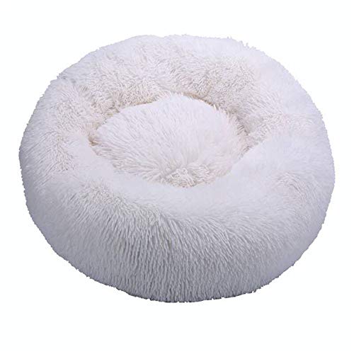 HYFDGV Sofá de Perro Ovalada CóModa Y Lavable Colchon Perro, Perro Cama CáLido para Invierno Cesta Perros,Cama Mascota,White,40 * 40 * 10cm