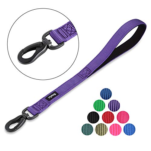 Hyhug Premium actualizado Correa Corta de Nylon Resistente de 45,7 cm de Largo con asa Acolchada cómoda y Clip Resistente para Perros Grandes, medianos, para niños y niñas. (Ultra Violeta)