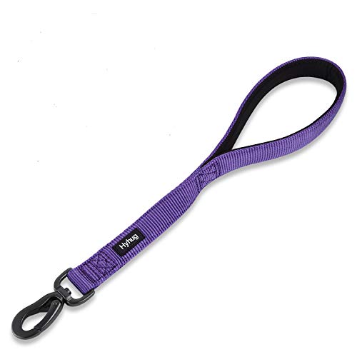 Hyhug Premium actualizado Correa Corta de Nylon Resistente de 45,7 cm de Largo con asa Acolchada cómoda y Clip Resistente para Perros Grandes, medianos, para niños y niñas. (Ultra Violeta)