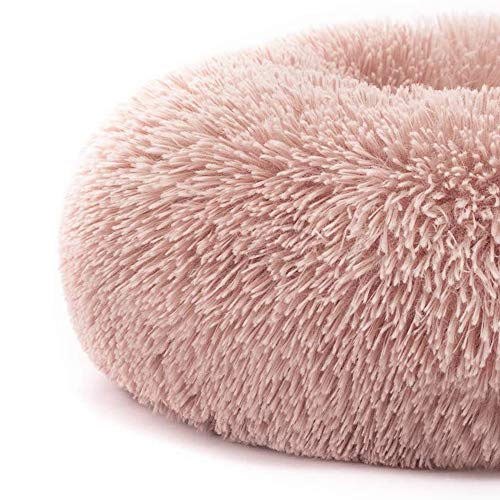 HYISHION Cama Larga y cómoda de Felpa, calmante y autocalentable para Perros y Gatos, ansiolítico, Peludo, Relajante, Suave, Lavable, Cama para Mascotas,Rosado,32in