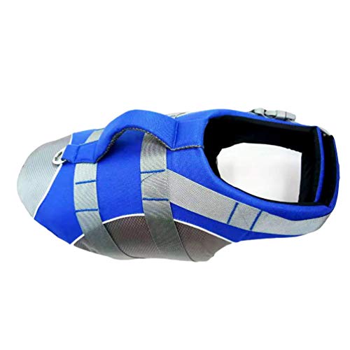 HZQIFEI Chaleco Salvavidas para Perro, Perros Seguridad Natación Ropa Chaleco Reflectante Mascota Flotación Ajustable (Azul, XL)