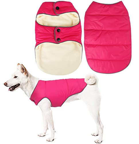 Idepet Abrigo de Invierno para Perros, Impermeable cálido Chaqueta para Perros Rayas Reflectantes Perros Chaleco Ropa Forro Polar Ropa para Gatos