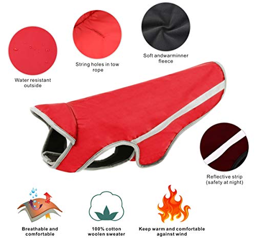 Idepet Abrigo Impermeable para Perros, Chaqueta cálida para Mascotas, Ropa a Prueba de Viento, Chaleco para Perros, Ropa para Mascotas, Traje con Capucha, con Orificio para el arnés