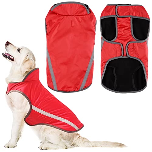 Idepet Abrigo Impermeable para Perros, Chaqueta cálida para Mascotas, Ropa a Prueba de Viento, Chaleco para Perros, Ropa para Mascotas, Traje con Capucha, con Orificio para el arnés