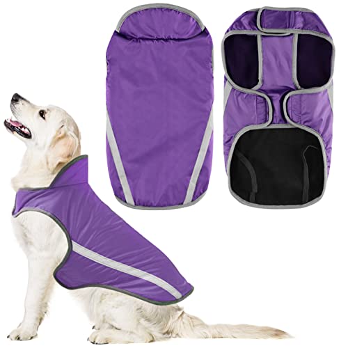 Idepet Abrigo Impermeable para Perros, Chaqueta cálida para Mascotas, Ropa a Prueba de Viento, Chaleco para Perros, Ropa para Mascotas, Traje con Capucha, con Orificio para el arnés