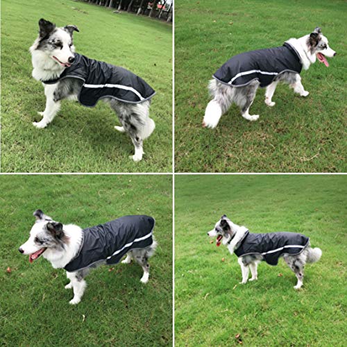 Idepet Abrigo Impermeable para Perros, Chaqueta cálida para Mascotas, Ropa a Prueba de Viento, Chaleco para Perros, Ropa para Mascotas, Traje con Capucha, con Orificio para el arnés