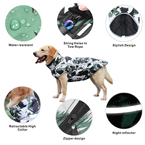 Idepet Chaqueta para Perros, Abrigos para Perros cálidos Chaquetas para Perros pequeñas, Medianas y Grandes Chaleco para Nieve a Prueba de Viento Ropa para Perros Traje con Orificio para arnés