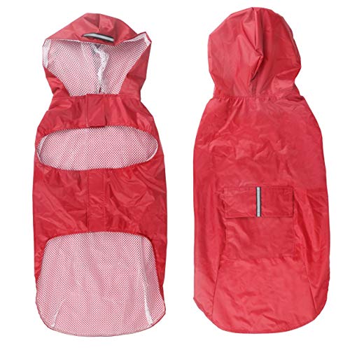 Idepet Chubasquero para Perros con Capucha y Cuello,Poncho Impermeable para Lluvia para Perros Chaqueta de Lluvia para Perros Sudaderas a Prueba de Viento Perros pequeños, medianos y Grandes