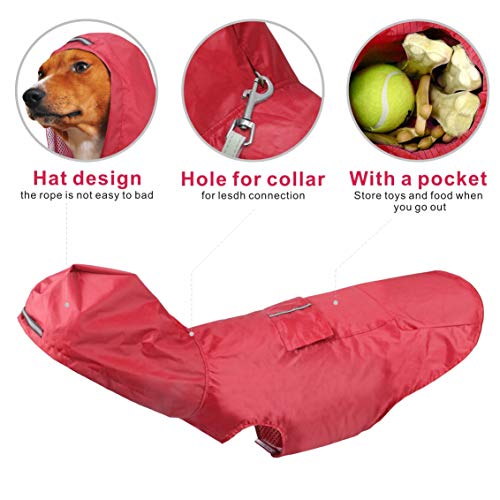 Idepet Chubasquero para Perros con Capucha y Cuello,Poncho Impermeable para Lluvia para Perros Chaqueta de Lluvia para Perros Sudaderas a Prueba de Viento Perros pequeños, medianos y Grandes