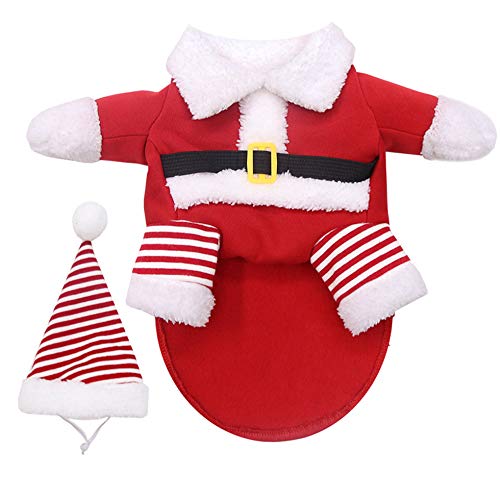 Idepet Disfraz de Navidad para mascotas,disfraz de Navidad para perros, lindo Santa Claus, cachorro, gatito, ropa de fiesta, gato, año nuevo, divertido disfraz para fiestas de mascotas, trajes de ropa