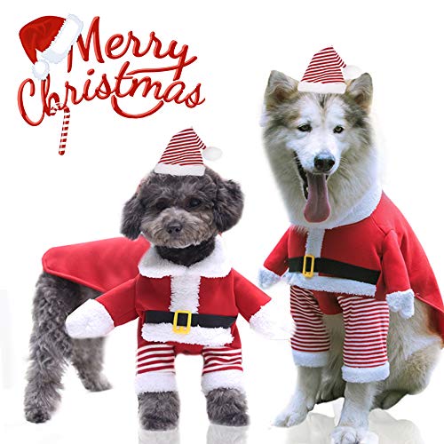 Idepet Disfraz de Navidad para mascotas,disfraz de Navidad para perros, lindo Santa Claus, cachorro, gatito, ropa de fiesta, gato, año nuevo, divertido disfraz para fiestas de mascotas, trajes de ropa