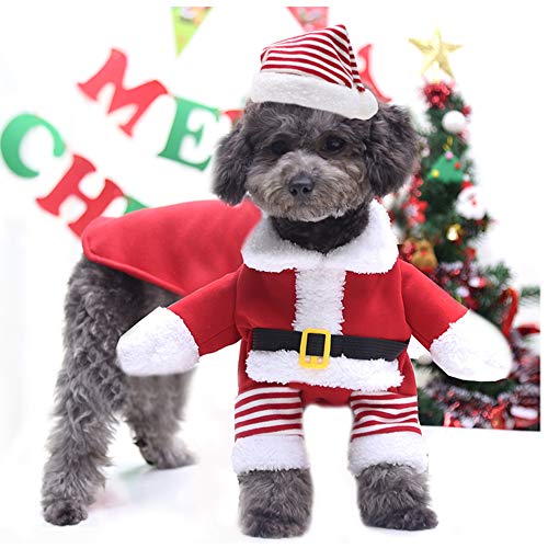 Idepet Disfraz de Navidad para mascotas,disfraz de Navidad para perros, lindo Santa Claus, cachorro, gatito, ropa de fiesta, gato, año nuevo, divertido disfraz para fiestas de mascotas, trajes de ropa