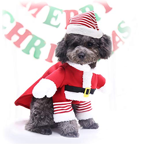 Idepet Disfraz de Navidad para mascotas,disfraz de Navidad para perros, lindo Santa Claus, cachorro, gatito, ropa de fiesta, gato, año nuevo, divertido disfraz para fiestas de mascotas, trajes de ropa