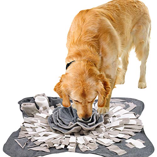 IEUUMLER Snuffle Mat para Perros Alfombrilla de Entrenamiento Estera de Entrenamiento Manta para la Nariz Juguete de Juego IE081 (71x71cm, Grey & White)