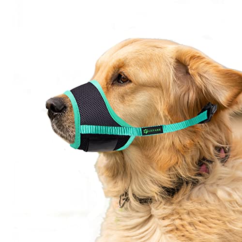 ILEPARK Bozal para Perros con Malla Transpirable, contra Mordeduras y Antiladridos Correa Ajustable para Perros Grandes, Medianos y Pequeños (XL, Verde)