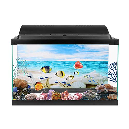 ImáGenes de DecoracióN de Acuario de Fondo para Peceras, Papel de Fondos de Peces, Conchas Marinas y PatróN de Estrellas de Mar, PóSter Adhesivo de PVC con Efecto 3D, Fondo de Pecera(35.8*19.7inch)