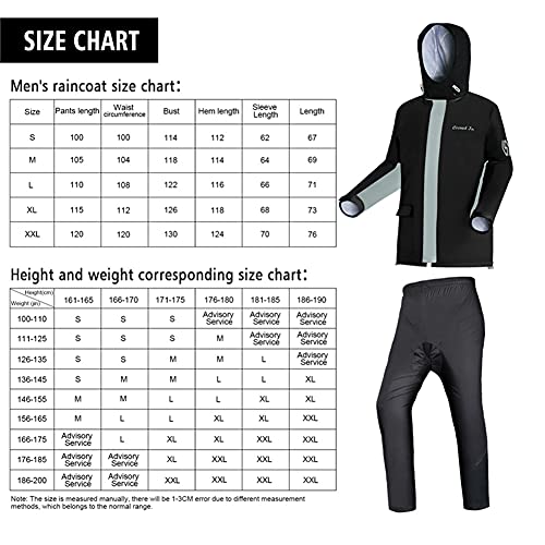 Impermeable Traje de Lluvia para Moto para Hombres Mujeres, Chubasquero 2 Piezas Conjunto Chaqueta y pantalón, con Rayas Reflectantes