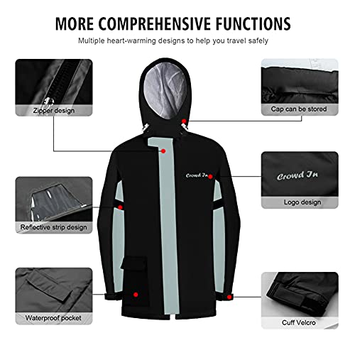 Impermeable Traje de Lluvia para Moto para Hombres Mujeres, Chubasquero 2 Piezas Conjunto Chaqueta y pantalón, con Rayas Reflectantes