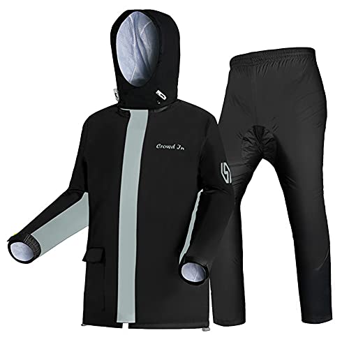 Impermeable Traje de Lluvia para Moto para Hombres Mujeres, Chubasquero 2 Piezas Conjunto Chaqueta y pantalón, con Rayas Reflectantes