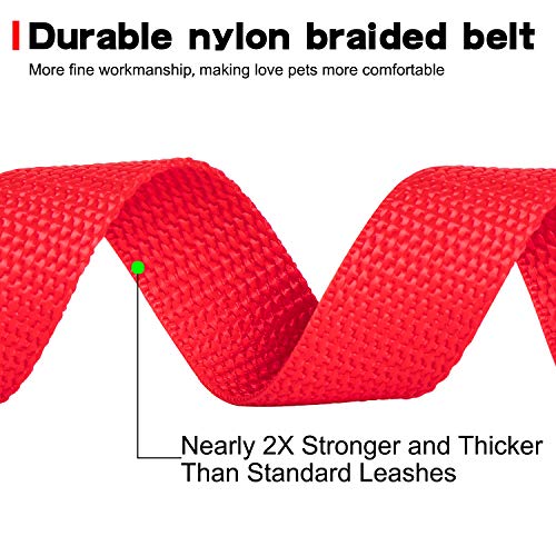 iNeego Correa Perro Adiestramiento 15M Correas Básicas para Perros Correa de Perro Obediente Cuerda Nylon Largo Mascota Perro Formación Correa de Entrenamiento Llevar (Rojo, 15M)