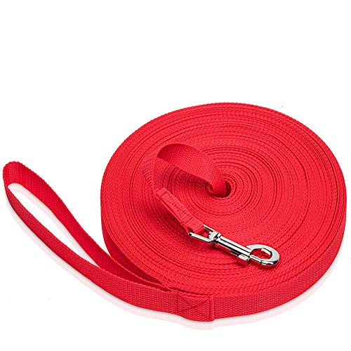 iNeego Correa Perro Adiestramiento 15M Correas Básicas para Perros Correa de Perro Obediente Cuerda Nylon Largo Mascota Perro Formación Correa de Entrenamiento Llevar (Rojo, 15M)