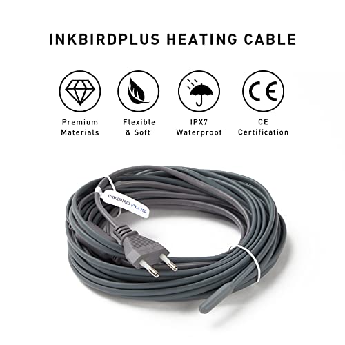 Inkbird Cable Calefactor Interior 4 Metros 15W, Resistencia de Silicona Professional con Función de Termostato, Impermeable IPX7 para Reptiles,Incubadora,Acuario,Semilleros,Fabricación de Cerveza